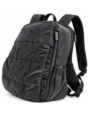BAGSMART Black Quilted Puffer Backpack Multi Pocket Travel Bag